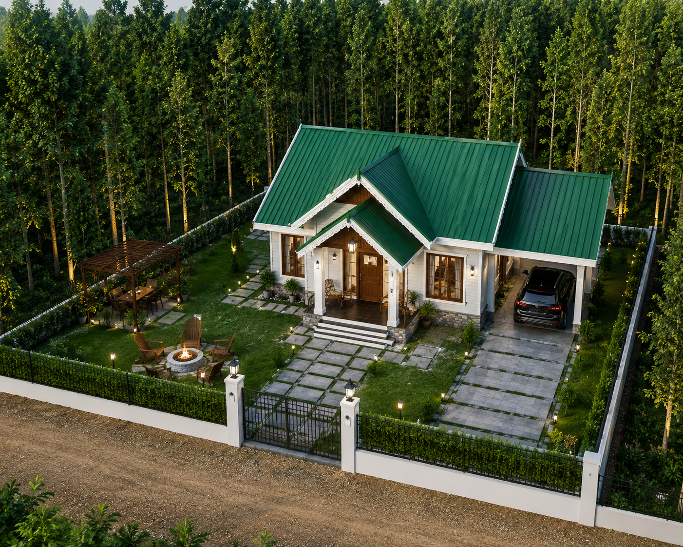 Farmhouse and teak plantation concept visualization