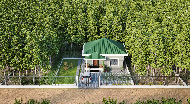 10,000 sq ft farmhouse and teak plantation layout