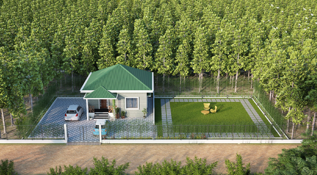 6,000 sq ft farmhouse and teak plantation layout
